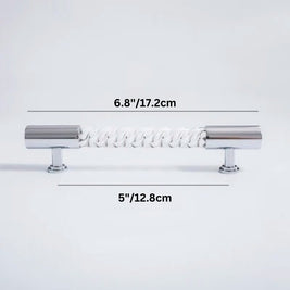 Twisted Acrylic Drawer Pull Bars, Modern Kitchen & Wardrobe Cabinet Hardware, Satin Brass & Chrome, Set of 2 Pieces, 3.8-12.6in