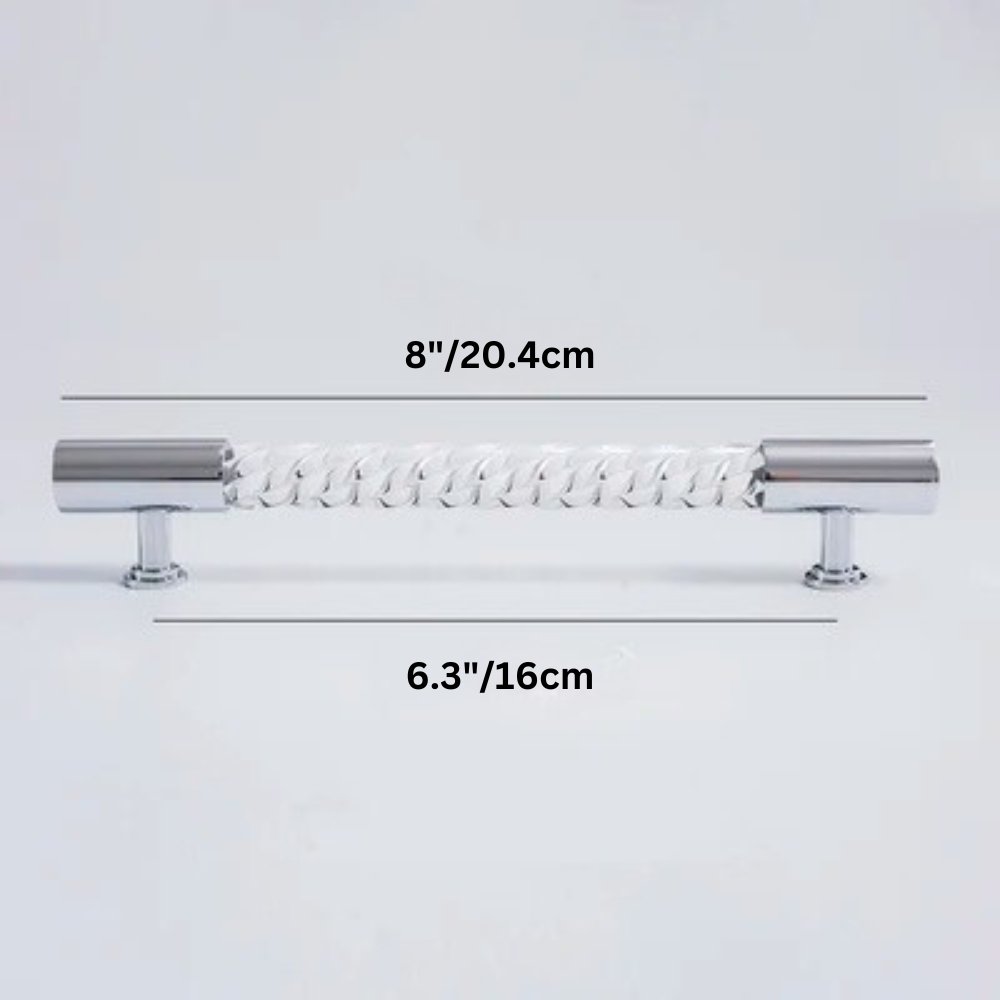 Twisted Acrylic Drawer Pull Bars, Modern Kitchen & Wardrobe Cabinet Hardware, Satin Brass & Chrome, Set of 2 Pieces, 3.8-12.6in