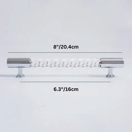 Twisted Acrylic Drawer Pull Bars, Modern Kitchen & Wardrobe Cabinet Hardware, Satin Brass & Chrome, Set of 2 Pieces, 3.8-12.6in