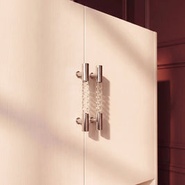 Twisted Acrylic Drawer Pull Bars, Modern Kitchen & Wardrobe Cabinet Hardware, Satin Brass & Chrome, Set of 2 Pieces, 3.8-12.6in