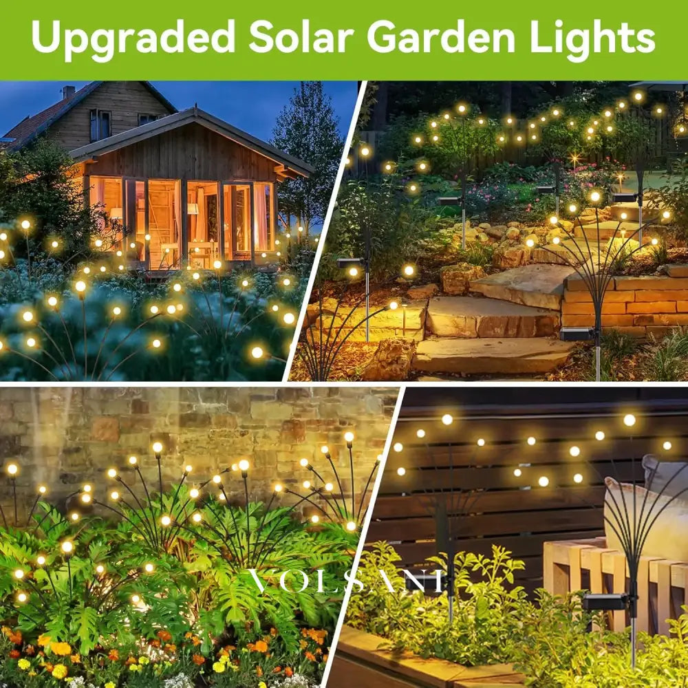 Solar Garden Lights Solar Firefly Swaying Decorative Light for Yard Pathway Christmas Halloween Decoration Ambient