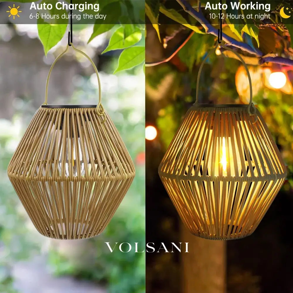 Solar Lantern Outdoor Solar Lanterns Waterproof for Outside Hanging Woven Lantern Boho Lamp Lights Decoration for