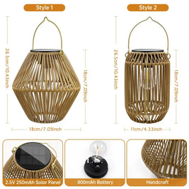 Solar Lantern Outdoor Solar Lanterns Waterproof for Outside Hanging Woven Lantern Boho Lamp Lights Decoration for