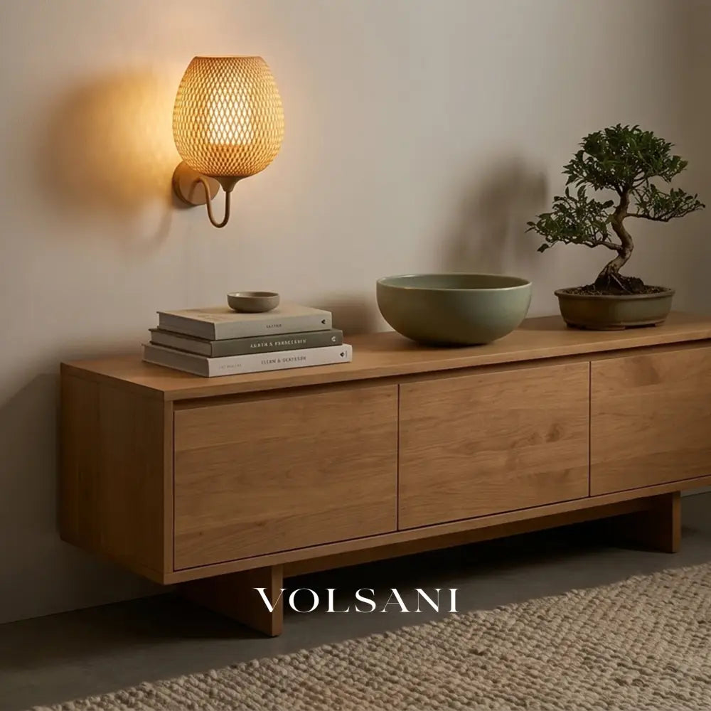 SORA: Rotan & Bamboe Wandlamp (Solar) - Volsani