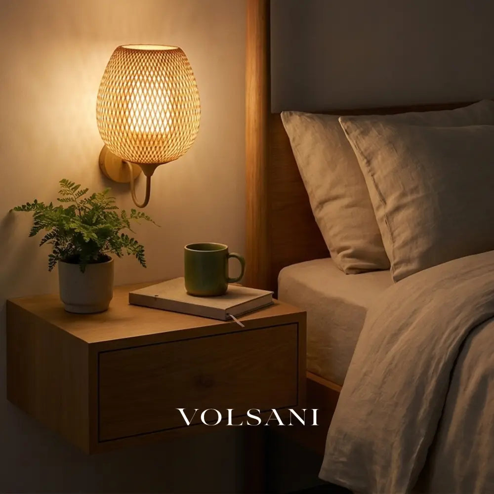 SORA: Rotan & Bamboe Wandlamp (Solar) - Volsani
