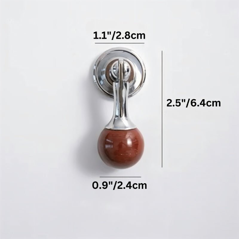 Crystal Stone Ball Cabinet Knobs, Decorative Kitchen & Dresser Hardware, Brass or Chrome Base, Set of 2, 1.1 x 2.5in