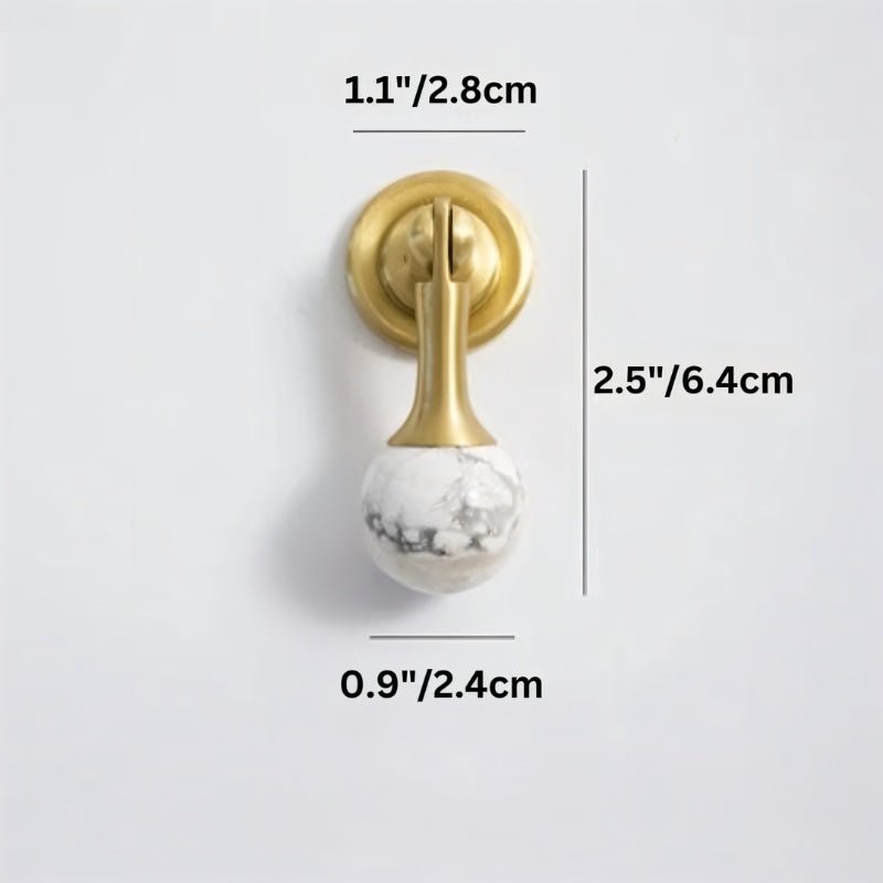 Crystal Stone Ball Cabinet Knobs, Decorative Kitchen & Dresser Hardware, Brass or Chrome Base, Set of 2, 1.1 x 2.5in