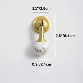 Crystal Stone Ball Cabinet Knobs, Decorative Kitchen & Dresser Hardware, Brass or Chrome Base, Set of 2, 1.1 x 2.5in