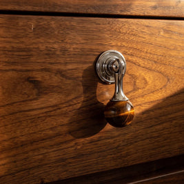 Crystal Stone Ball Cabinet Knobs, Decorative Kitchen & Dresser Hardware, Brass or Chrome Base, Set of 2, 1.1 x 2.5in