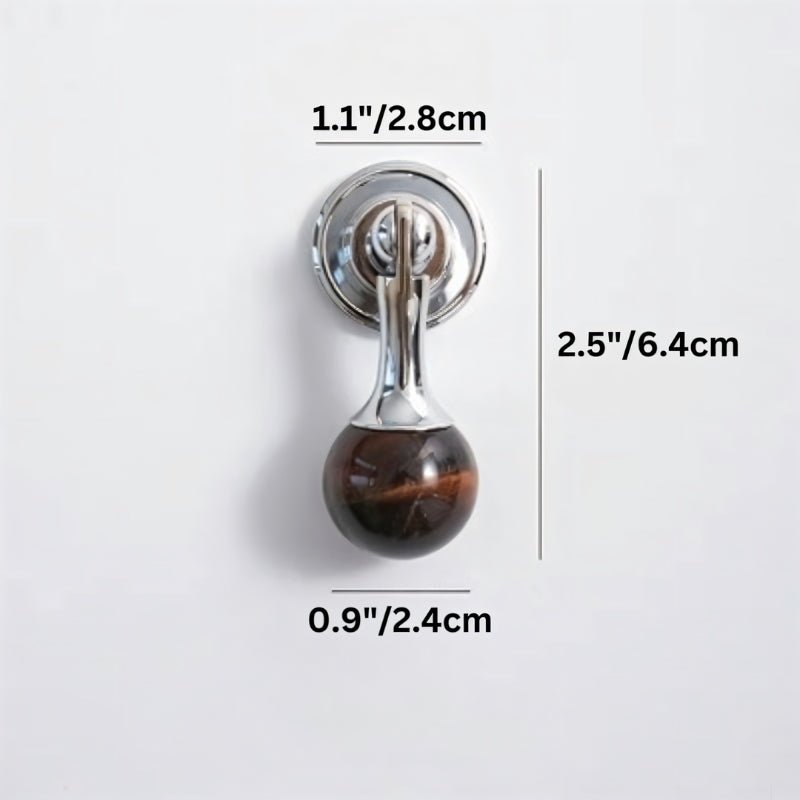 Crystal Stone Ball Cabinet Knobs, Decorative Kitchen & Dresser Hardware, Brass or Chrome Base, Set of 2, 1.1 x 2.5in