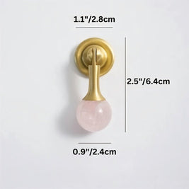 Crystal Stone Ball Cabinet Knobs, Decorative Kitchen & Dresser Hardware, Brass or Chrome Base, Set of 2, 1.1 x 2.5in