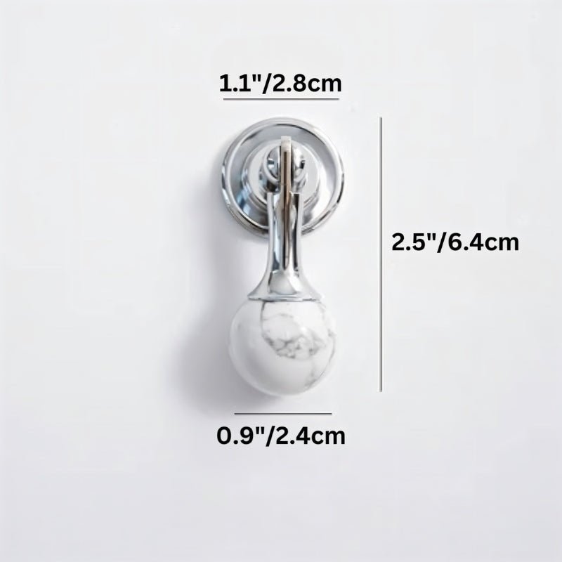 Crystal Stone Ball Cabinet Knobs, Decorative Kitchen & Dresser Hardware, Brass or Chrome Base, Set of 2, 1.1 x 2.5in