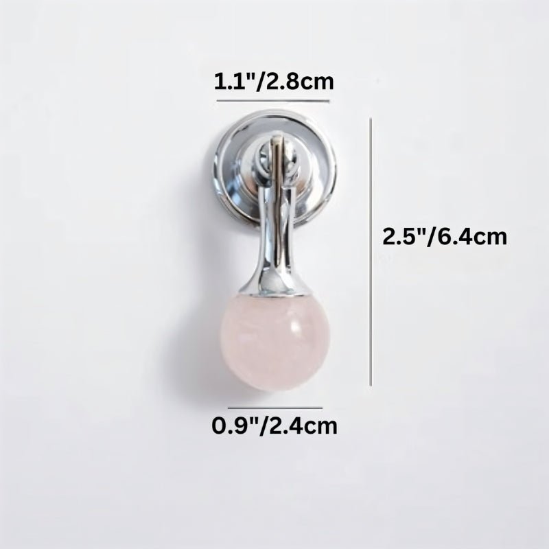 Crystal Stone Ball Cabinet Knobs, Decorative Kitchen & Dresser Hardware, Brass or Chrome Base, Set of 2, 1.1 x 2.5in
