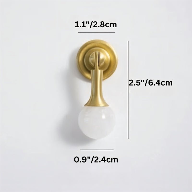 Crystal Stone Ball Cabinet Knobs, Decorative Kitchen & Dresser Hardware, Brass or Chrome Base, Set of 2, 1.1 x 2.5in