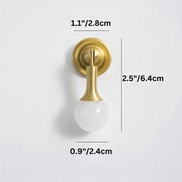Crystal Stone Ball Cabinet Knobs, Decorative Kitchen & Dresser Hardware, Brass or Chrome Base, Set of 2, 1.1 x 2.5in