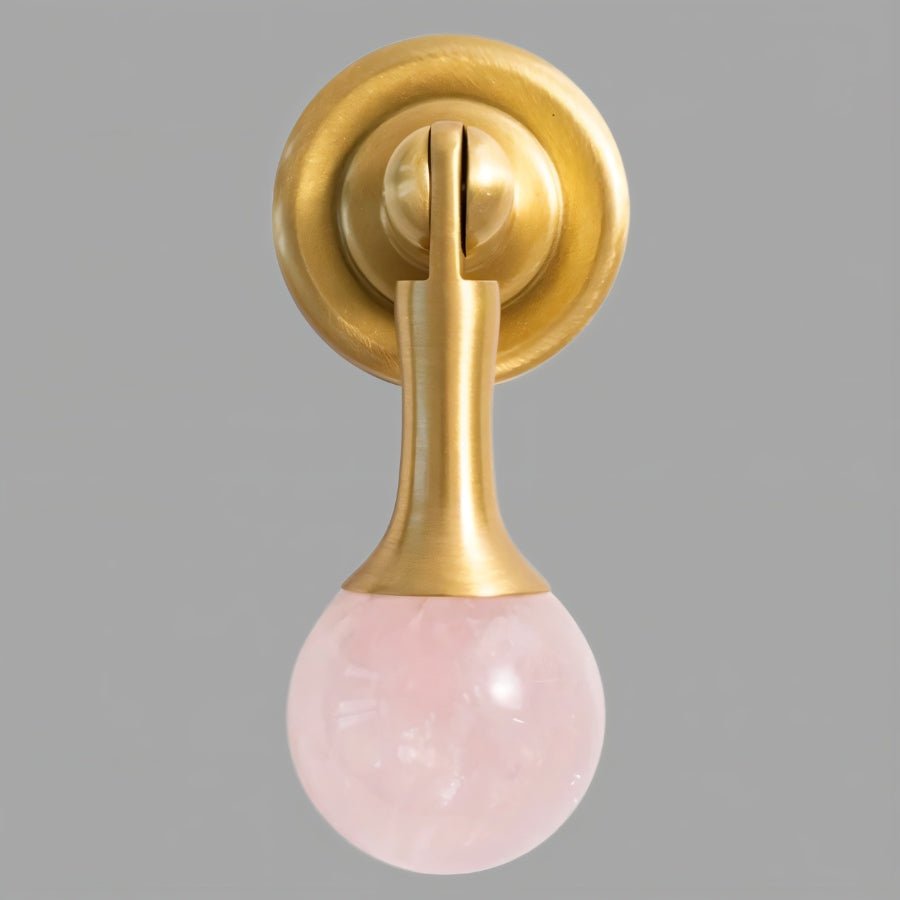 Crystal Stone Ball Cabinet Knobs, Decorative Kitchen & Dresser Hardware, Brass or Chrome Base, Set of 2, 1.1 x 2.5in