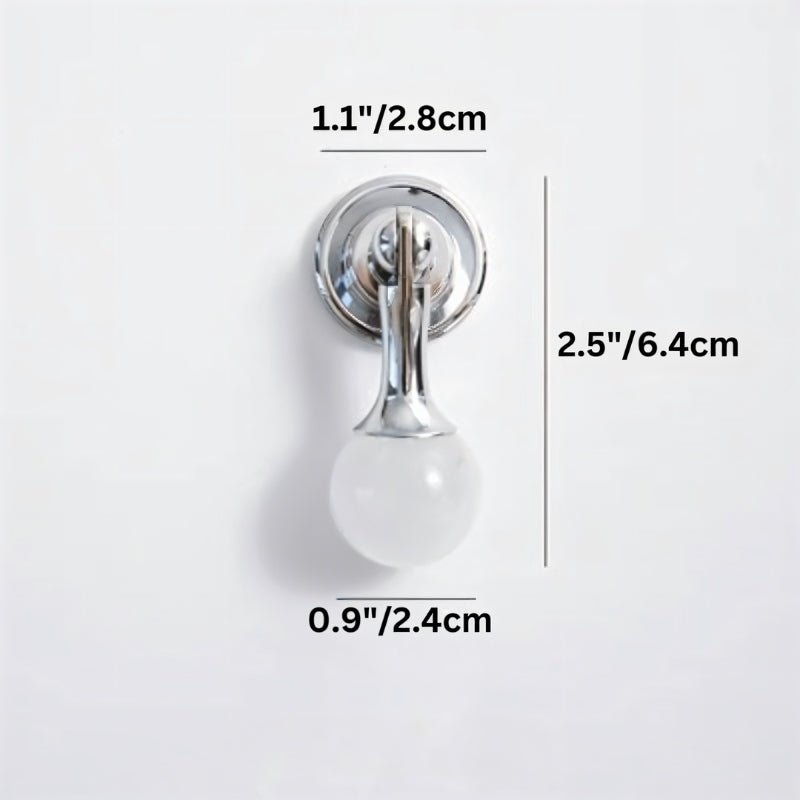 Crystal Stone Ball Cabinet Knobs, Decorative Kitchen & Dresser Hardware, Brass or Chrome Base, Set of 2, 1.1 x 2.5in