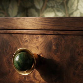Natural Stone Cabinet & Drawer Knobs, Modern Kitchen & Dresser Hardware, Stone with Brass Base, Set of 2 in 5 Colors, 1.2-2.7in