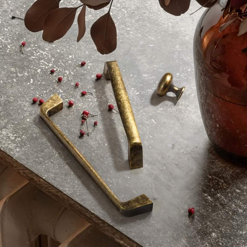 Zinc Alloy Cabinet Knobs & Drawer Pulls, Minimalist Kitchen & Wardrobe Hardware, Grey Brass-Finish & Bronze, Set of 2, 1.2-6.3in