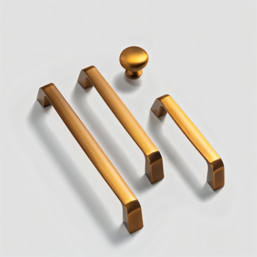 Zinc Alloy Cabinet Knobs & Drawer Pulls, Minimalist Kitchen & Wardrobe Hardware, Grey Brass-Finish & Bronze, Set of 2, 1.2-6.3in