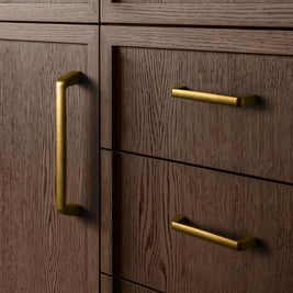 Zinc Alloy Cabinet Knobs & Drawer Pulls, Minimalist Kitchen & Wardrobe Hardware, Grey Brass-Finish & Bronze, Set of 2, 1.2-6.3in