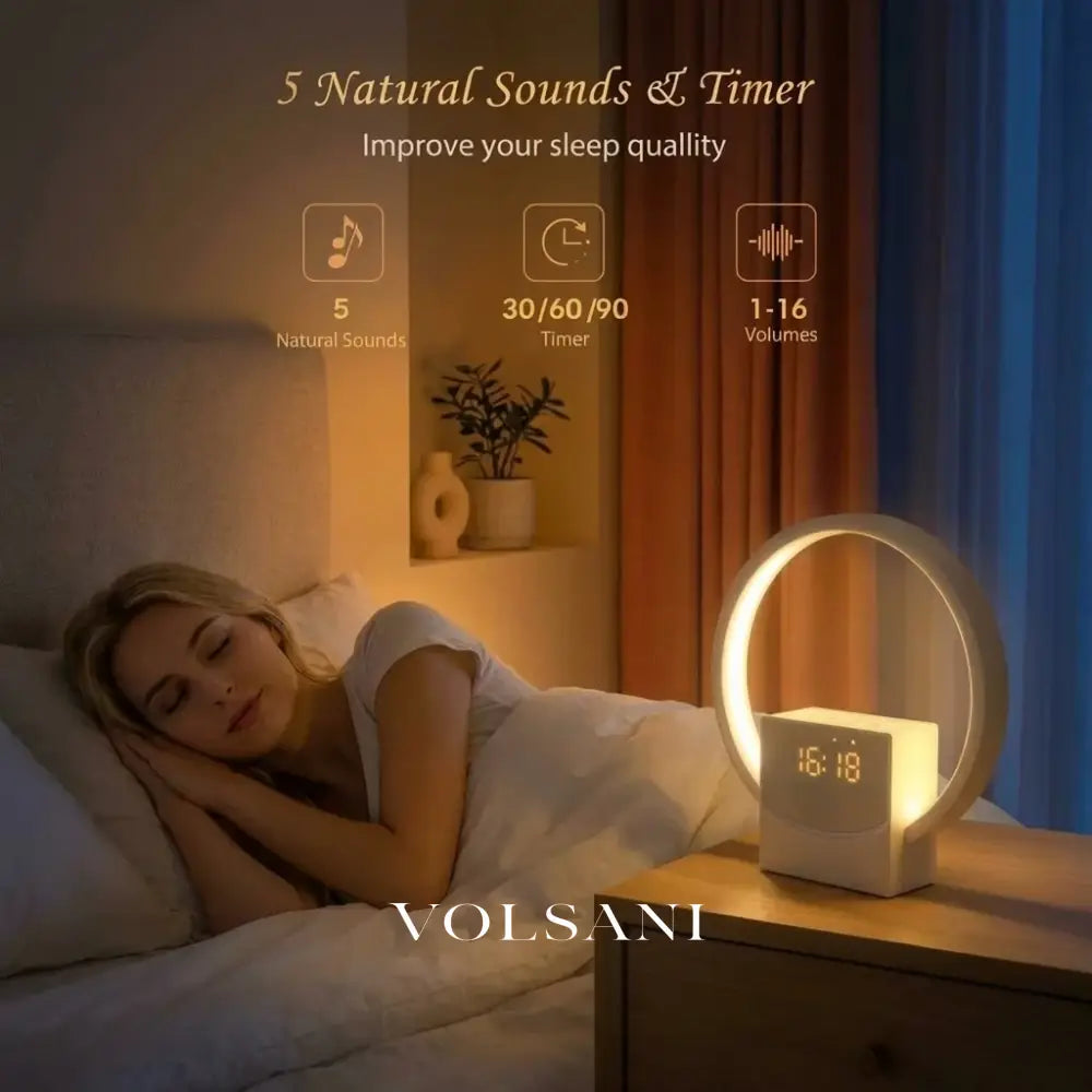 Sunrise Alarm Clock with Bluetooth Speaker Wake Up Light for Bedroom & Office White Noise and Touch Night Light 8.7in
