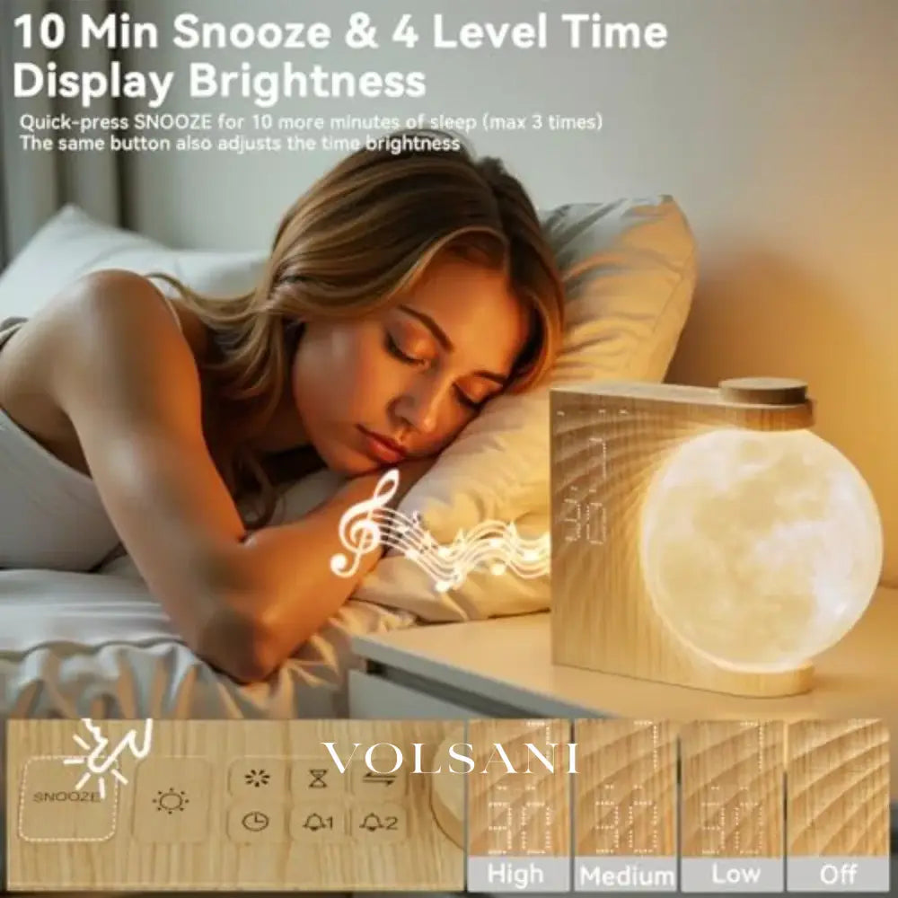 Sunrise Alarm Clock with Moon Night Light Bedroom & Bedside Clock for Heavy Sleepers Dual Alarms and 10 Light Effects 3