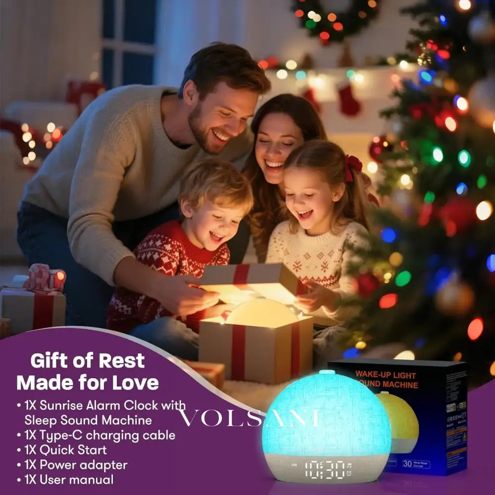 Sunrise Alarm Clock with RGB Night Light Bedroom Wake Up Light & Sleep Aid White Noise Sound Machine Dimmable with 30