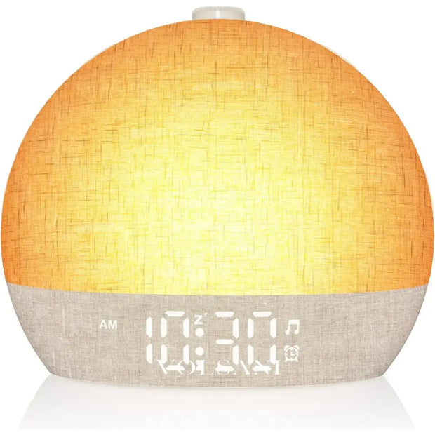 Sunrise Alarm Clock with RGB Night Light Bedroom Wake Up Light & Sleep Aid White Noise Sound Machine Dimmable with 30