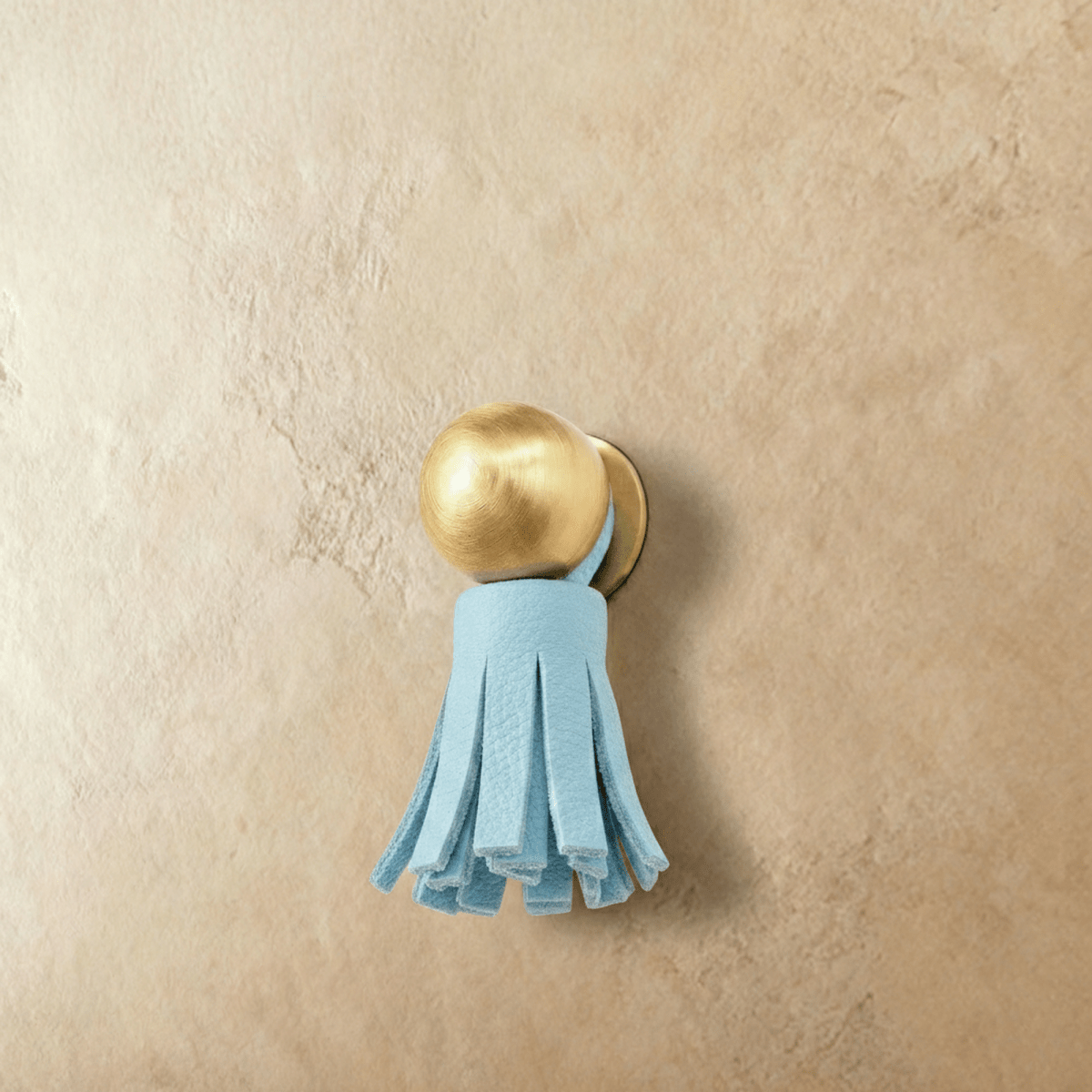 Leather Tassel Cabinet Knobs, Boho Dresser & Cabinet Drawer Pulls, Brass-Finish Knob, Set of 2 in 6 Tassel Colors, 0.7 x 0.8in