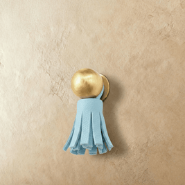 Leather Tassel Cabinet Knobs, Boho Dresser & Cabinet Drawer Pulls, Brass-Finish Knob, Set of 2 in 6 Tassel Colors, 0.7 x 0.8in