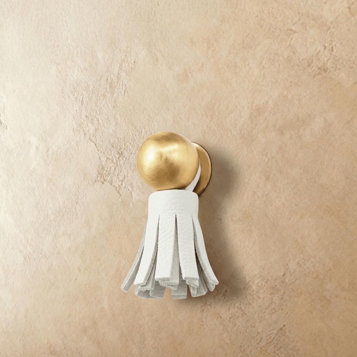 Leather Tassel Cabinet Knobs, Boho Dresser & Cabinet Drawer Pulls, Brass-Finish Knob, Set of 2 in 6 Tassel Colors, 0.7 x 0.8in