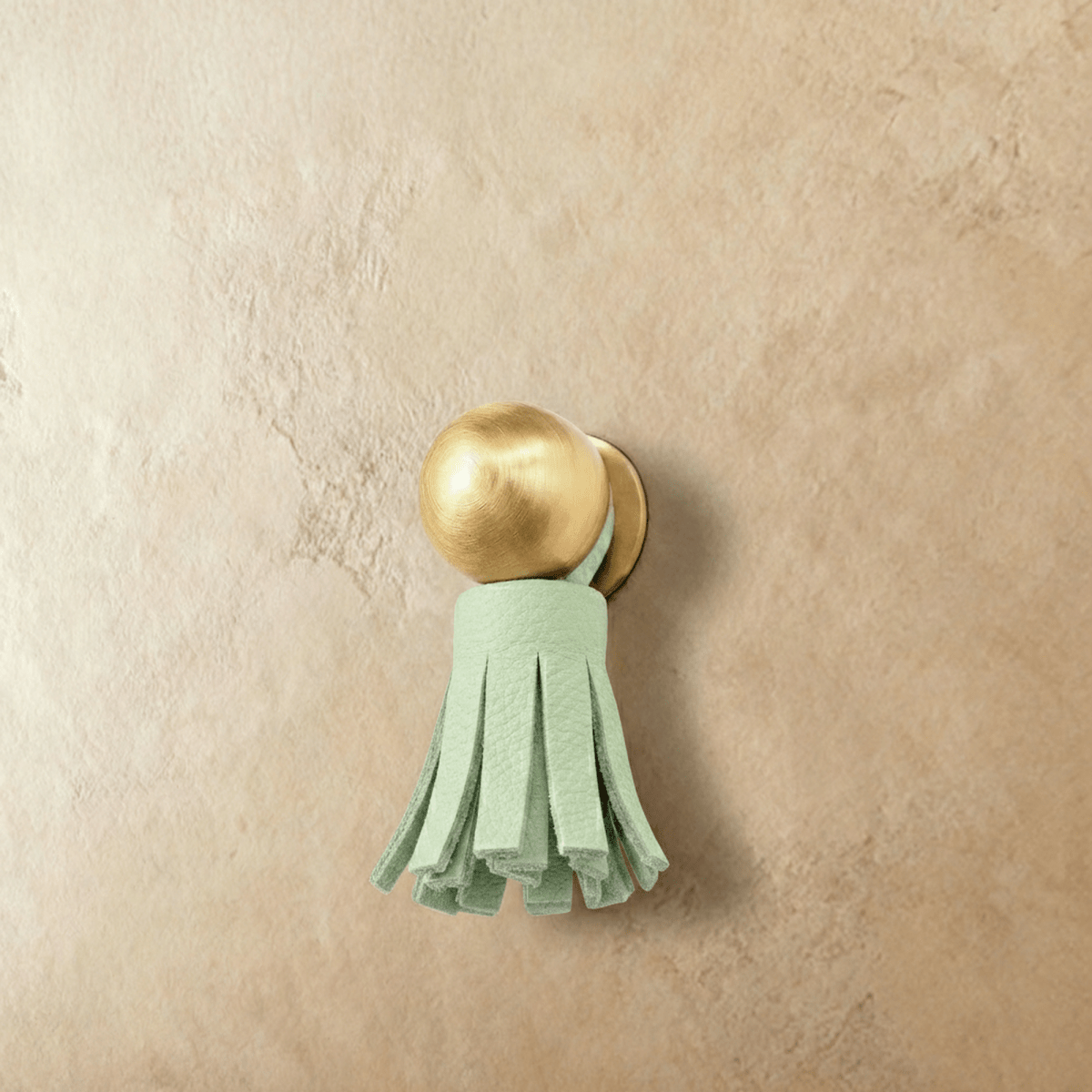 Leather Tassel Cabinet Knobs, Boho Dresser & Cabinet Drawer Pulls, Brass-Finish Knob, Set of 2 in 6 Tassel Colors, 0.7 x 0.8in