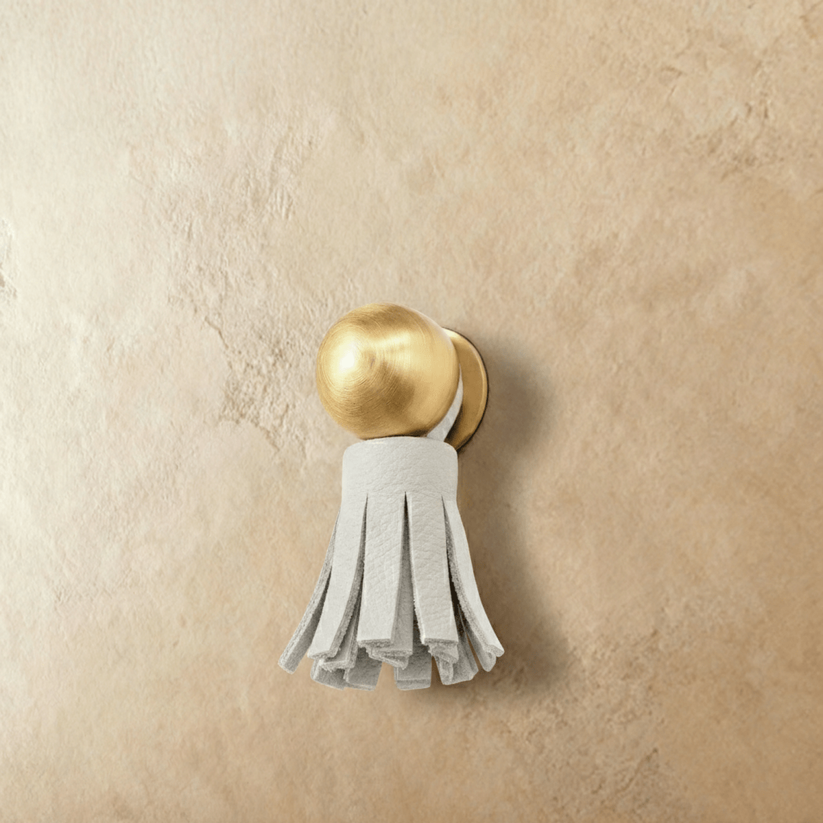 Leather Tassel Cabinet Knobs, Boho Dresser & Cabinet Drawer Pulls, Brass-Finish Knob, Set of 2 in 6 Tassel Colors, 0.7 x 0.8in