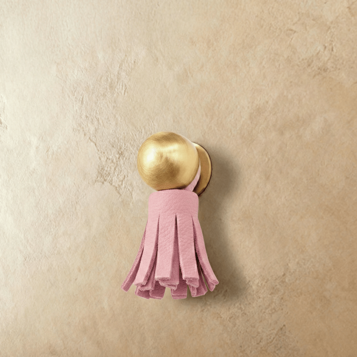Leather Tassel Cabinet Knobs, Boho Dresser & Cabinet Drawer Pulls, Brass-Finish Knob, Set of 2 in 6 Tassel Colors, 0.7 x 0.8in