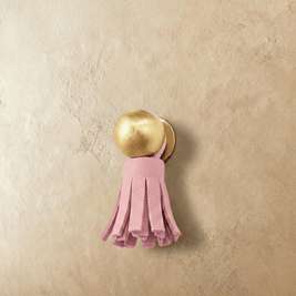 Leather Tassel Cabinet Knobs, Boho Dresser & Cabinet Drawer Pulls, Brass-Finish Knob, Set of 2 in 6 Tassel Colors, 0.7 x 0.8in