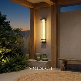 SVANTE: Vierkante Wandlamp Buiten (Albast-look) - Volsani