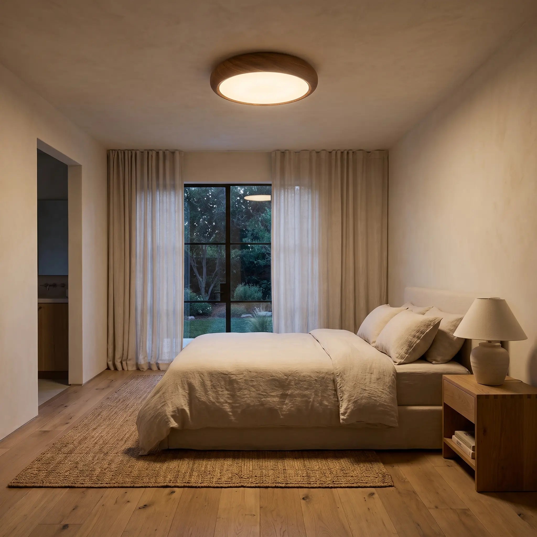 TARO: Ronde Houtnerf Plafondlamp - Volsani