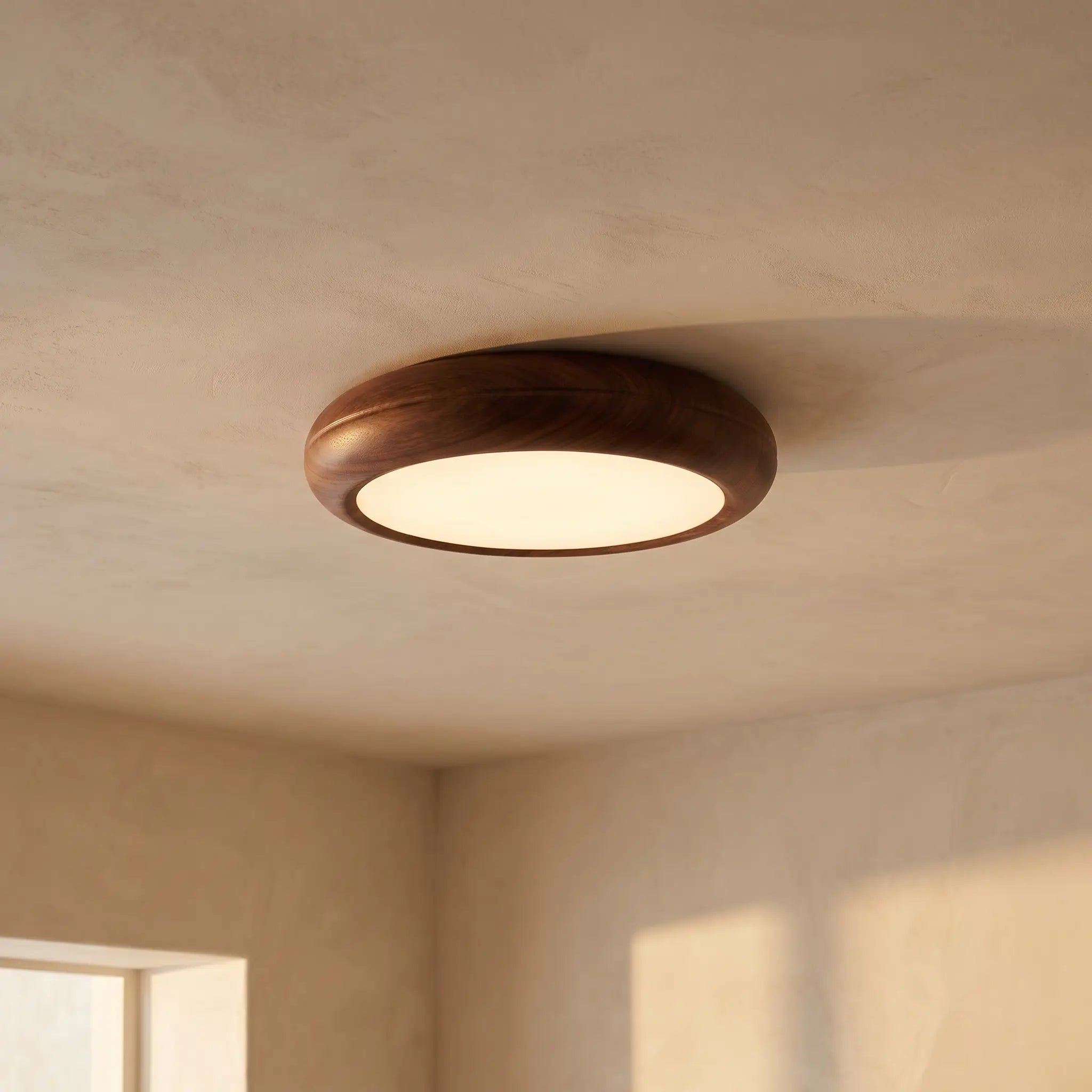 TARO: Ronde Houtnerf Plafondlamp - Volsani
