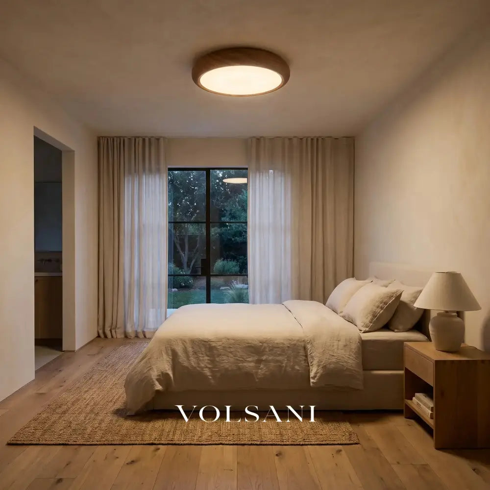 TARO: Ronde Houtnerf Plafondlamp - Volsani