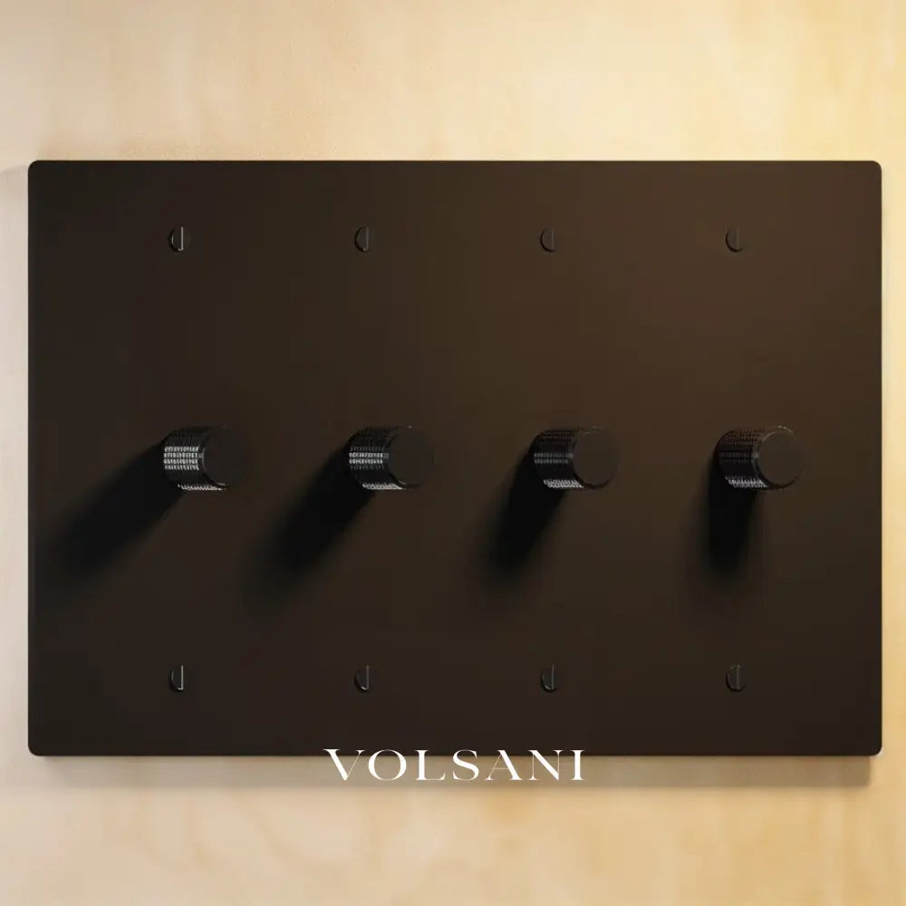 The Architectural Brass 3-Way Rotary Dimmer Switch (1 to 5 Gang) - Open Box - Night Black / 4 Gang