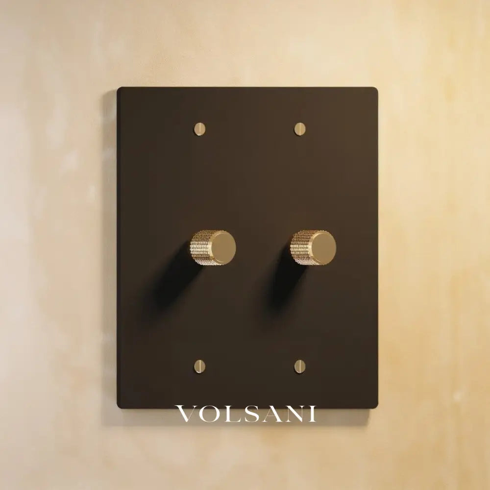 The Architectural Brass 3-Way Rotary Dimmer Switch (1 to 5 Gang) - Open Box - Night Black with Brass / 2 Gang