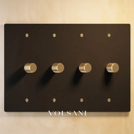 The Architectural Brass 3-Way Rotary Dimmer Switch (1 to 5 Gang) - Open Box - Night Black with Brass / 4 Gang