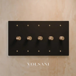 The Architectural Brass 3-Way Rotary Dimmer Switch (1 to 5 Gang) - Open Box - Night Black with Brass / 5 Gang