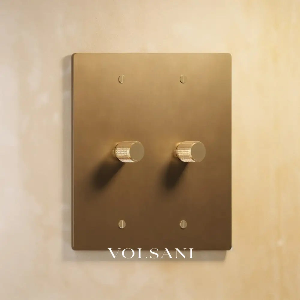 The Architectural Brass 3-Way Rotary Dimmer Switch (1 to 5 Gang) - Open Box - Vintage Brass with Patina / 2 Gang