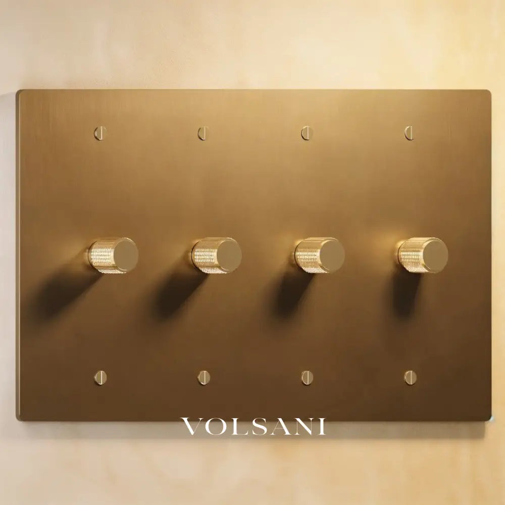 The Architectural Brass 3-Way Rotary Dimmer Switch (1 to 5 Gang) - Open Box - Vintage Brass with Patina / 4 Gang