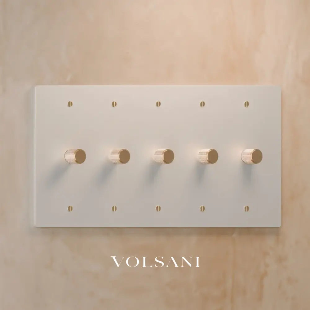 The Architectural Brass 3-Way Rotary Dimmer Switch (1 to 5 Gang) - Open Box - White with Brass / 5 Gang