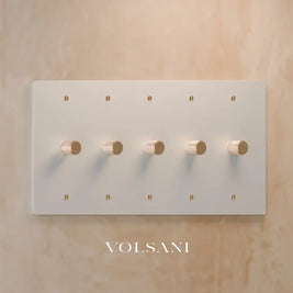 The Architectural Brass 3-Way Rotary Dimmer Switch (1 to 5 Gang) - Open Box - White with Brass / 5 Gang