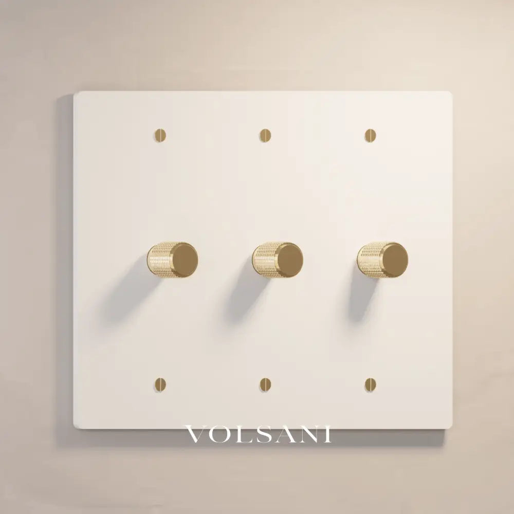 The Architectural Brass Dimmer Switch (1 to 5 Gang) - Open Box - White with Brass / 3 Gang