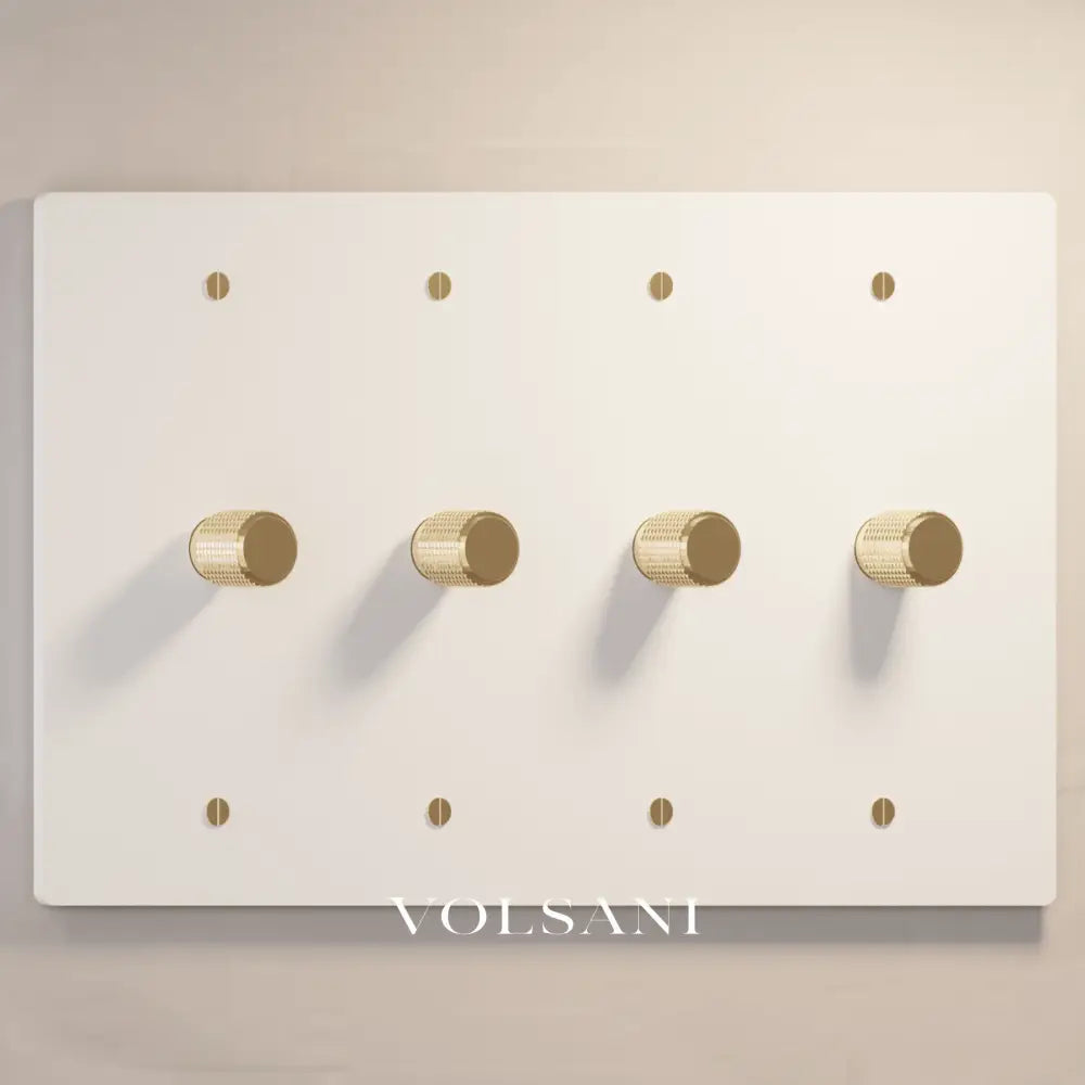 The Architectural Brass Dimmer Switch (1 to 5 Gang) - Open Box - White with Brass / 4 Gang